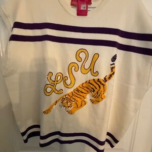 Queen of Sparkles Purple and Gold ‘LSU’ Tigers Striped short sleeve top